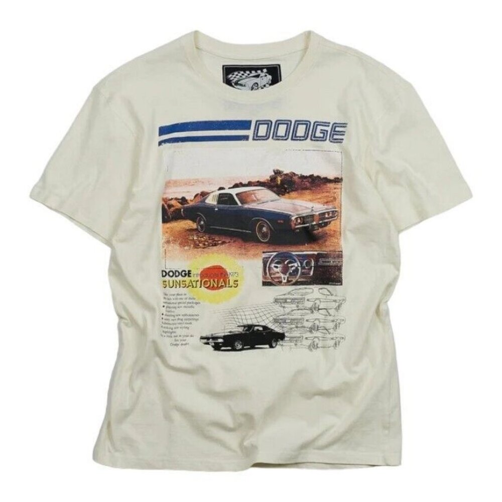 Dodge Retro Short Sleeve Tee T-Shirt Cream Men's 2XL XXL